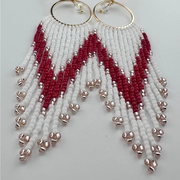 Handcrafted Beaded Fringe Earrings - Picture 6 of 11